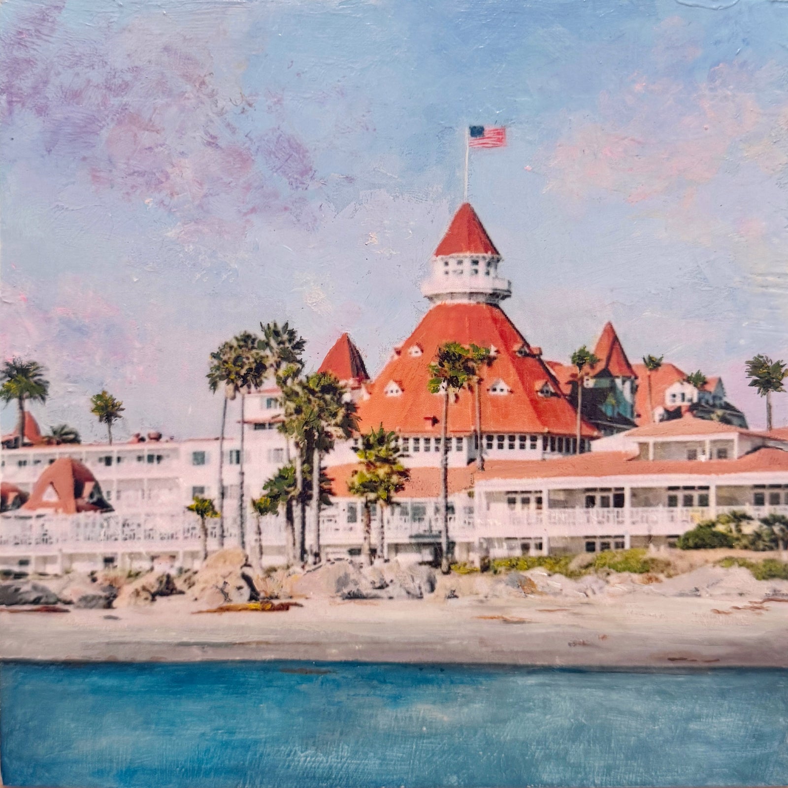 Frame mixed media painting of the Hotel Del Coronado