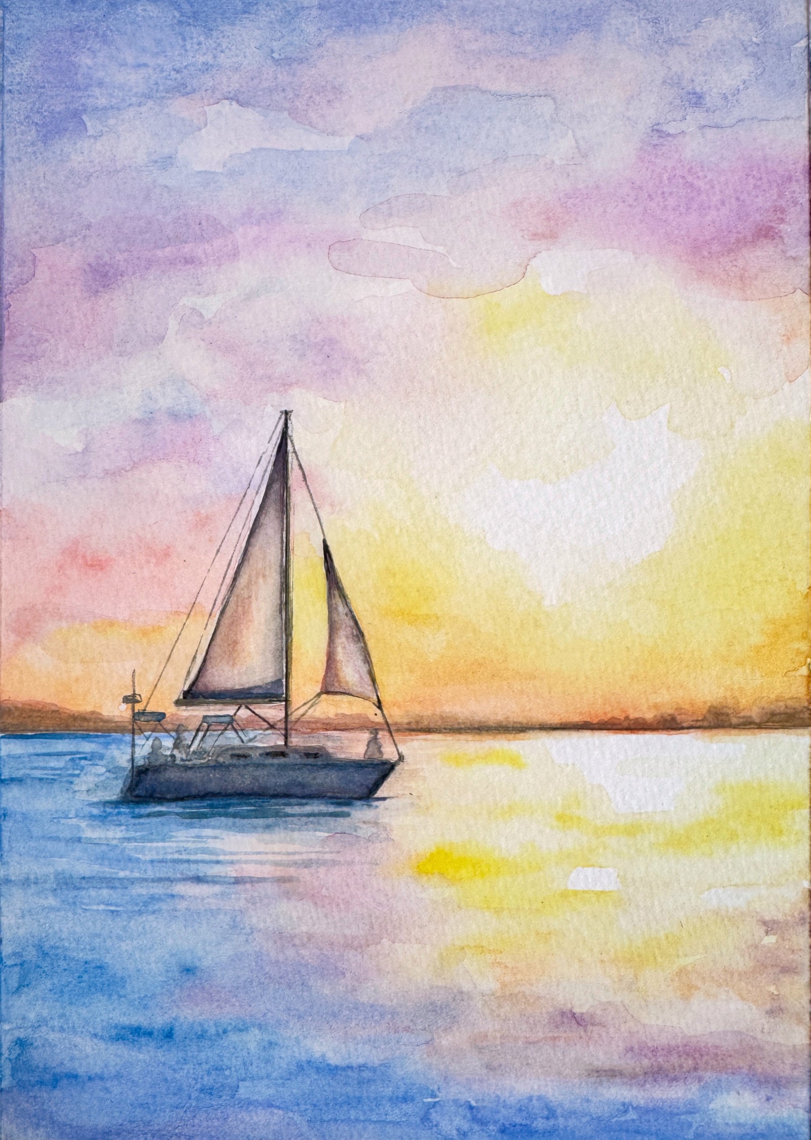 Sailing the Pacific watercolor